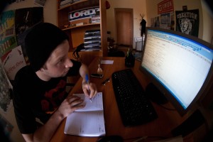 student on computer