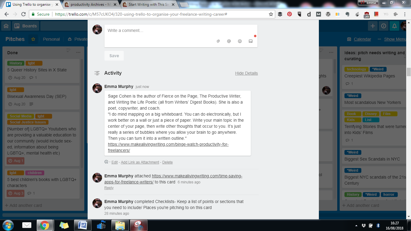 Use Trello Comments to Organize Freelance Writing Jobs