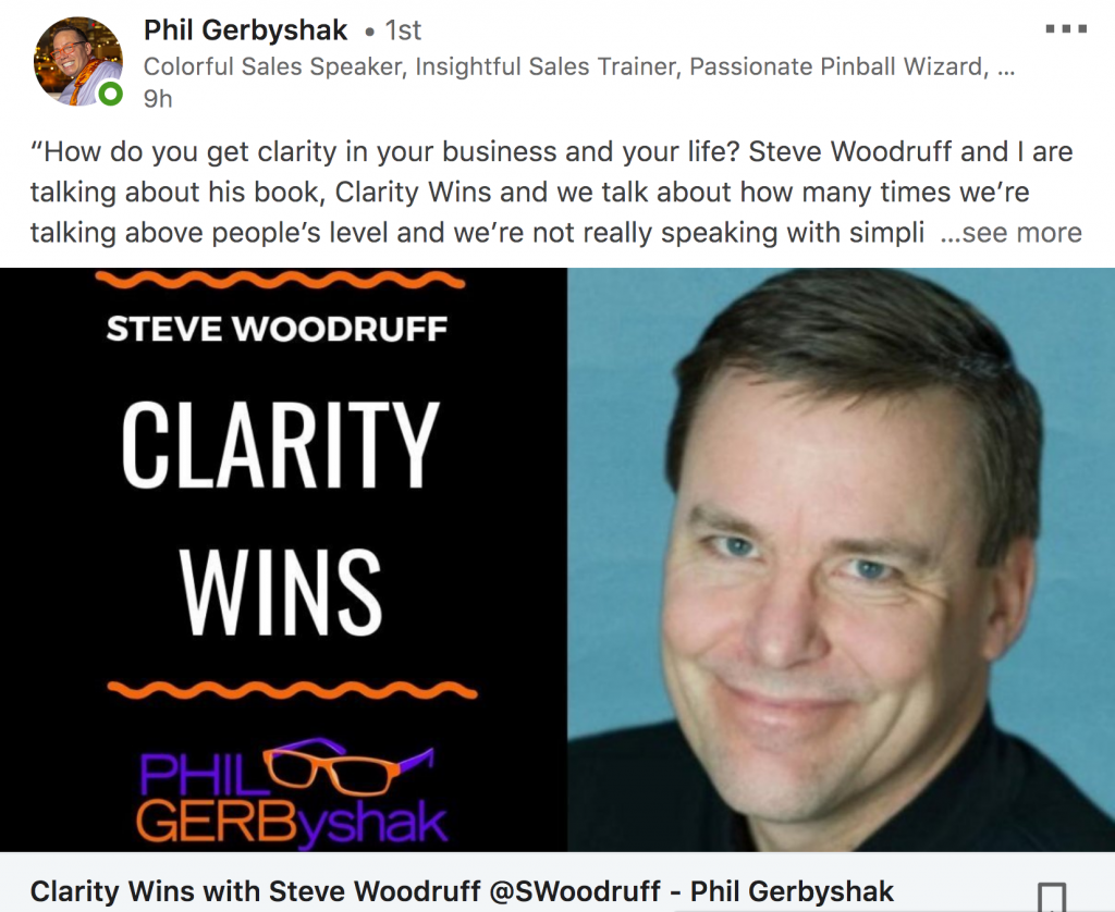 LinkedIn influencers: Phil Gerbyshak post on clarity