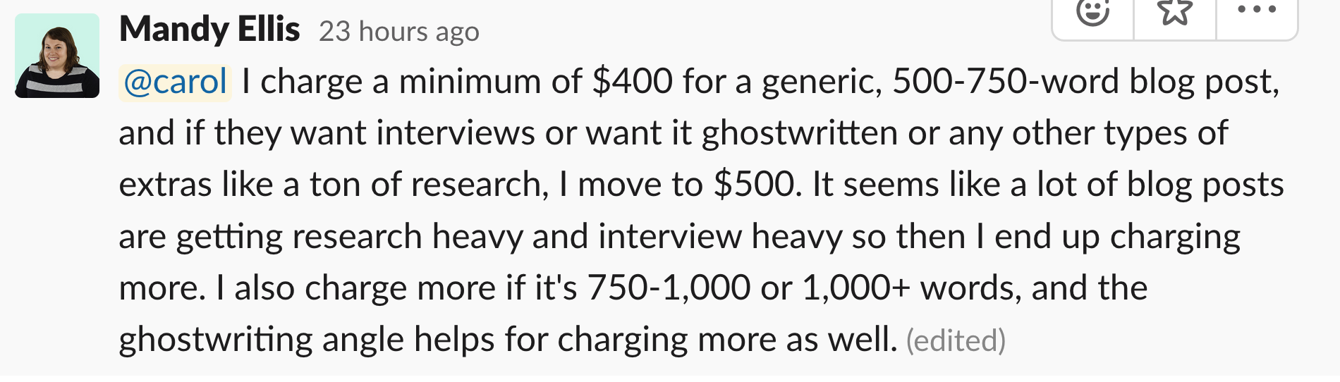 Earn Money Blogging: Mandy Ellis rate sheet